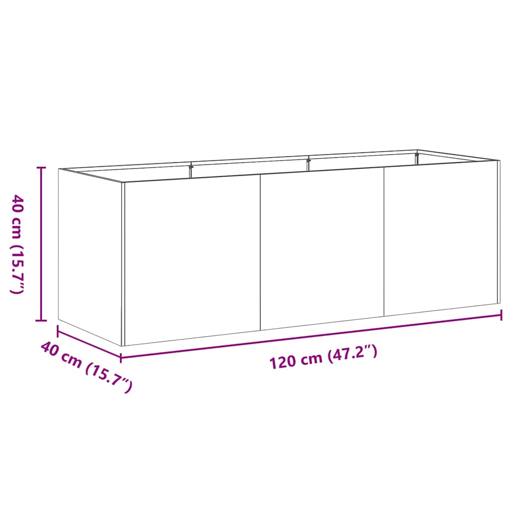 Vazonas, antracito spalvos, 120x40x40 cm, šaltai valcuotas plienas Vazonas, antracito spalvos, 120x40x40 cm, šaltai valcuotas plienas