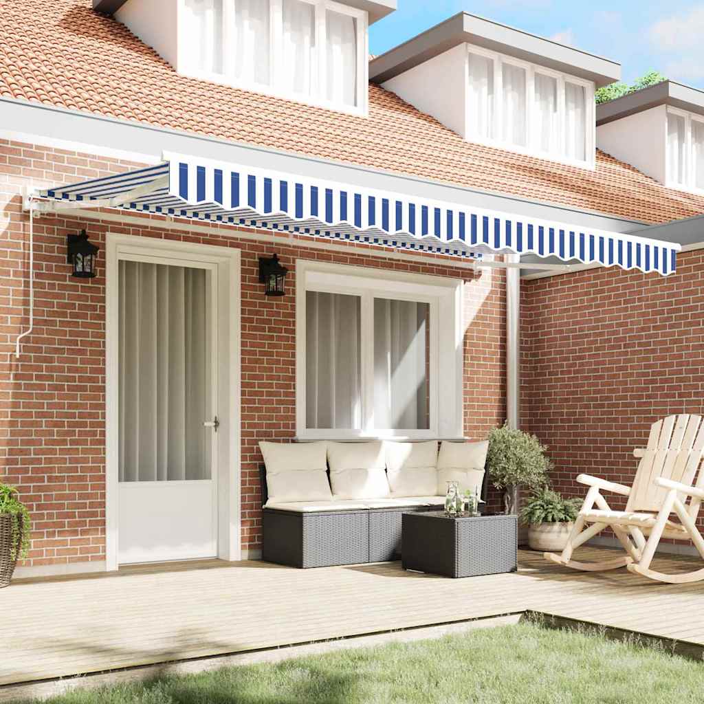 Markizės pakaitinis audinys Mėlyna ir balta 380 x 195 cm Markizės pakaitinis audinys Mėlyna ir balta 380 x 195 cm - Image 4