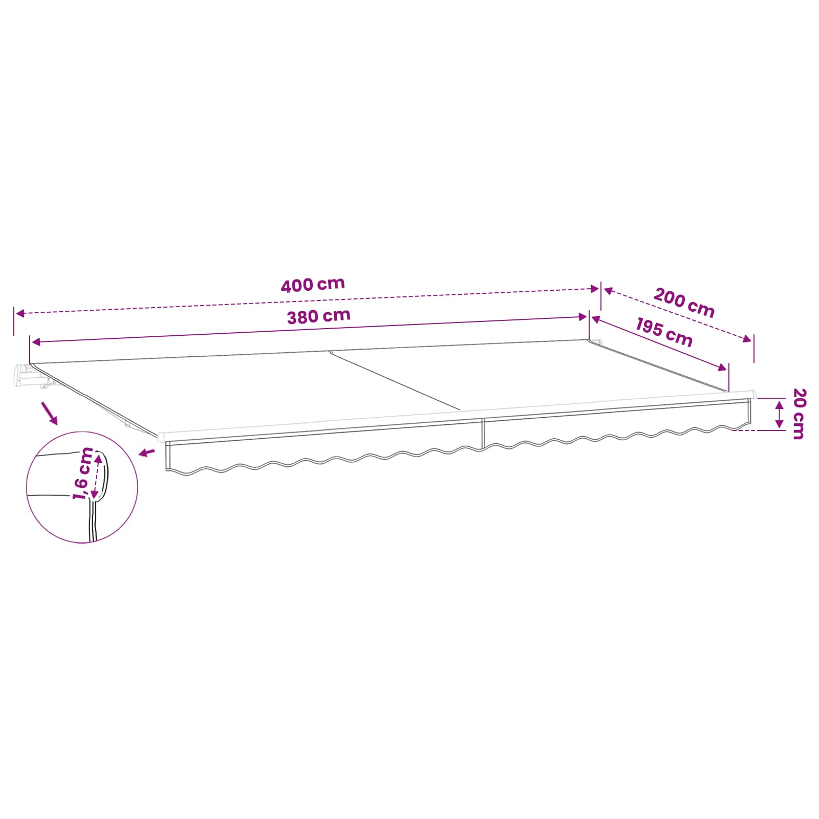 Markizės pakaitinis audinys Šviesiai pilka 380 x 195 cm Markizės pakaitinis audinys Šviesiai pilka 380 x 195 cm
