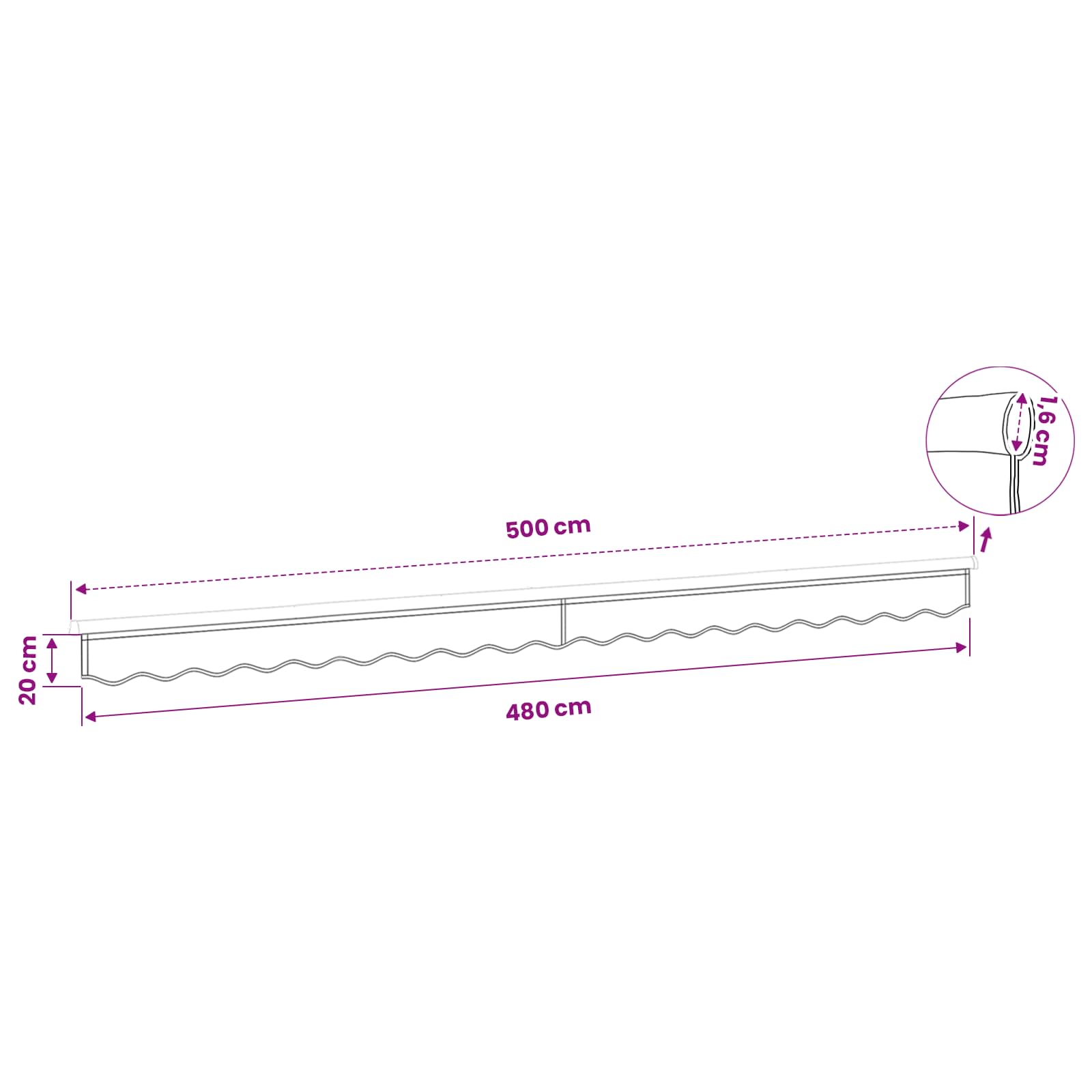 Markizės pakraščio pakeitimas Smėlio 480 x 20 cm Poliesteris Markizės pakraščio pakeitimas Smėlio 480 x 20 cm Poliesteris