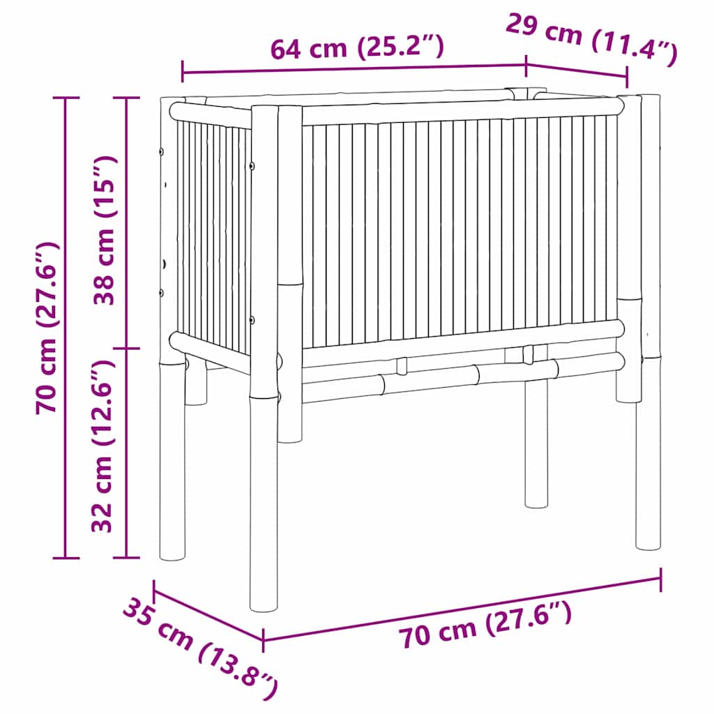 Pakelta lova Ruda 70 x 35 x 70 cm Bambukas Pakelta lova Ruda 70 x 35 x 70 cm Bambukas
