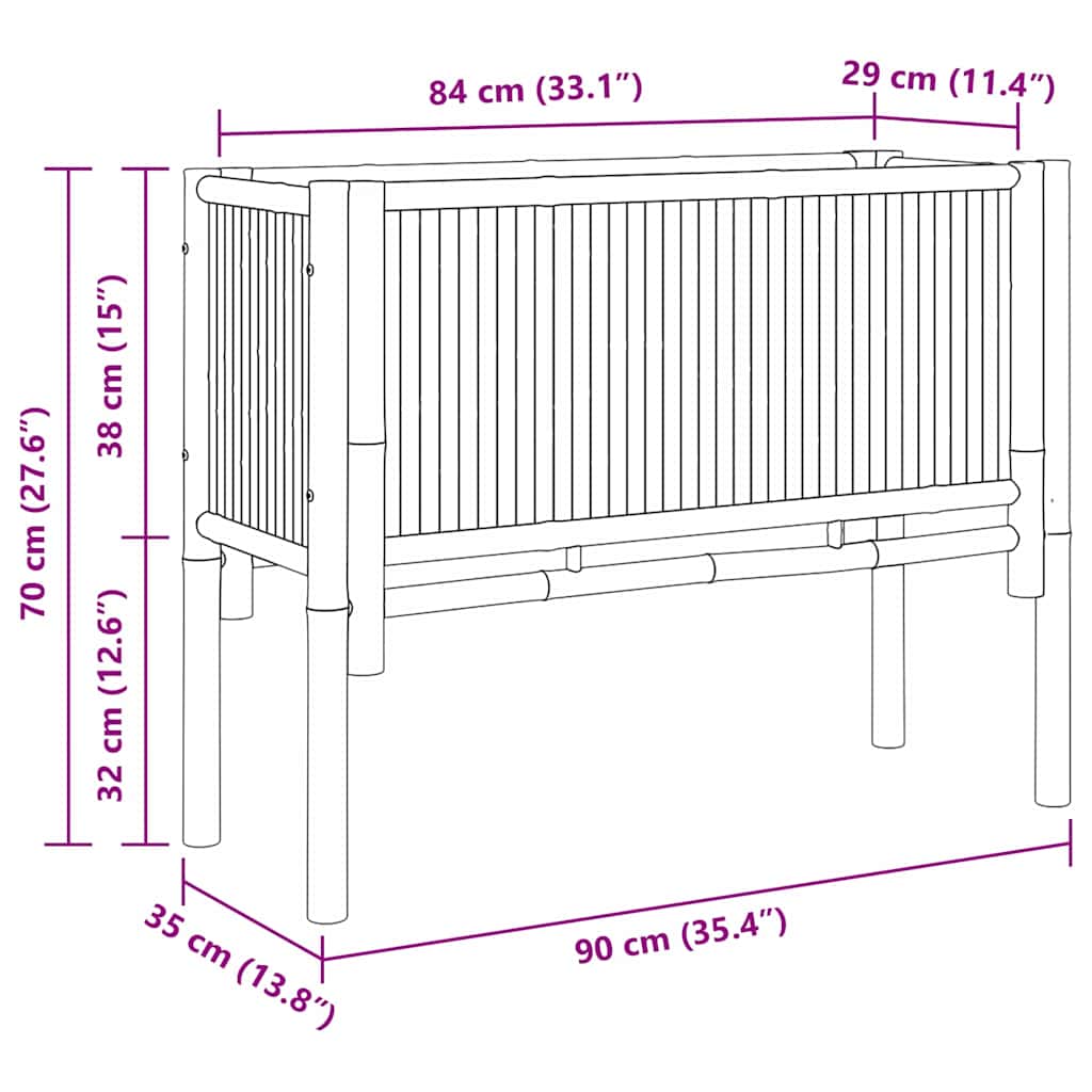 Pakelta lova Ruda 90 x 35 x 70 cm Bambukas Pakelta lova Ruda 90 x 35 x 70 cm Bambukas
