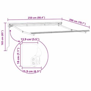 Markizės rėmas Reguliuojamas Baltas 2,5 x 2 m Plienas