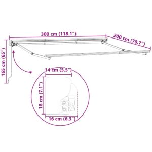 Markizės rėmas Reguliuojamas Baltas 3 x 2 m Plienas