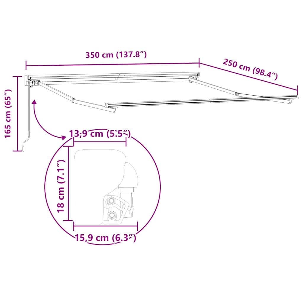 Markizės rėmas Reguliuojamas Antracitas 3,5 x 2,5 m Plienas Markizės rėmas Reguliuojamas Antracitas 3,5 x 2,5 m Plienas