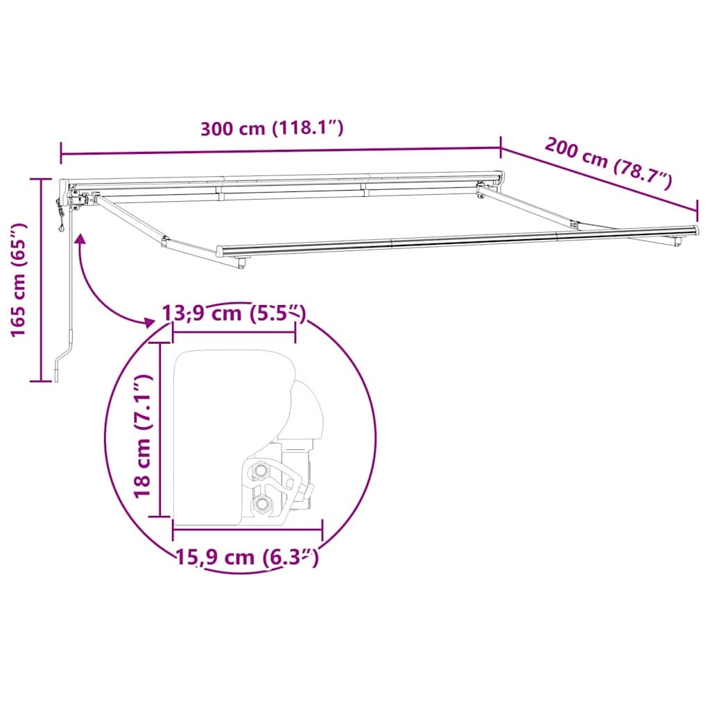 Markizės rėmas Reguliuojamas Baltas 3 x 2 m Plienas Markizės rėmas Reguliuojamas Baltas 3 x 2 m Plienas