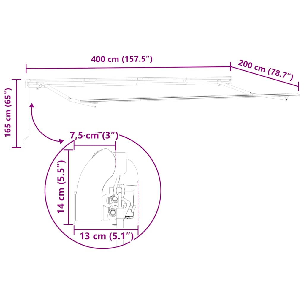 Markizės rėmas Balta 4 x 2 m Metalas Markizės rėmas Balta 4 x 2 m Metalas