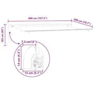 Markizės rėmas Antracito 4 x 2 m Metalas