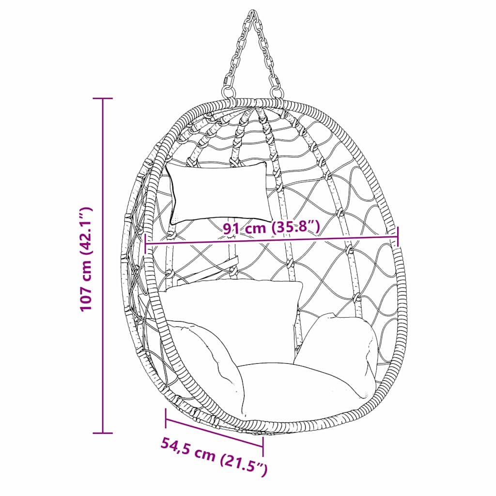Kabantis kiaušinis poliratanas 91,5 x 54,5 x 107 cm Antracito Kabantis kiaušinis poliratanas 91,5 x 54,5 x 107 cm Antracito