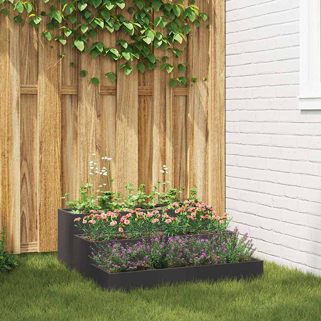 Sodo vazonas Juoda 90 x 90 x 35 cm Šaltai valcuotas plienas Sodo vazonas Juoda 90 x 90 x 35 cm Šaltai valcuotas plienas - Image 2