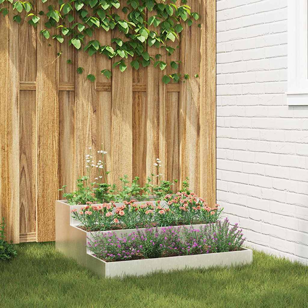 Sodo vazonas Sidabro 90 x 90 x 35 cm Nerūdijantis Plienas Sodo vazonas Sidabro 90 x 90 x 35 cm Nerūdijantis Plienas - Image 2