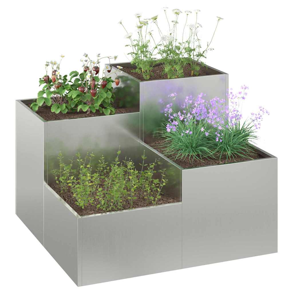 Sodo vazonas Sidabro 80 x 80 x 60 cm Galvanizuotas plienas Sodo vazonas Sidabro 80 x 80 x 60 cm Galvanizuotas plienas - Image 5