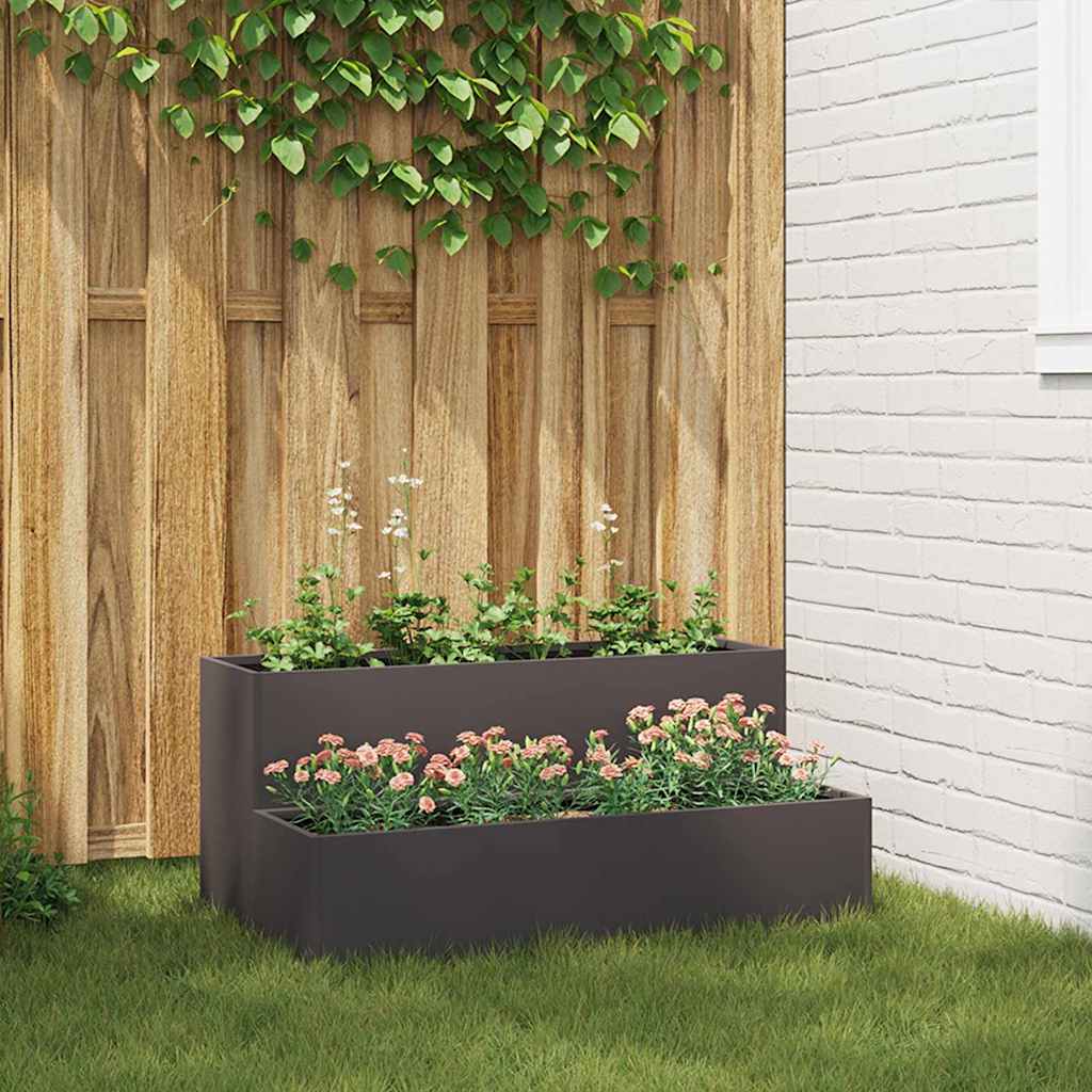 Sodo vazonas Juoda 100 x 60 x 45 cm Šaltai valcuotas plienas Sodo vazonas Juoda 100 x 60 x 45 cm Šaltai valcuotas plienas - Image 2