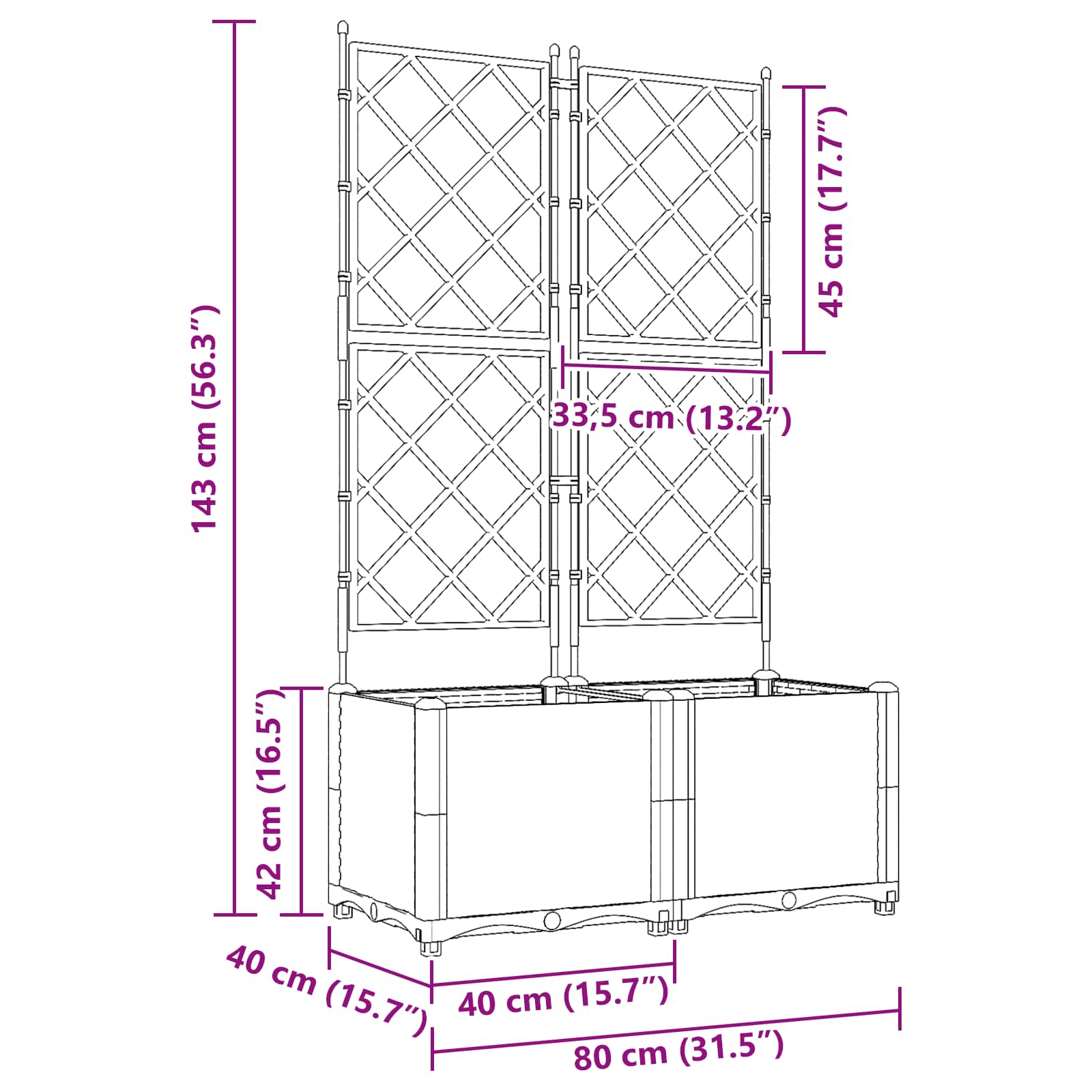 Sodo vazonas 2 vnt. Ruda 80 x 40 x 143 cm PP Sodo vazonas 2 vnt. Ruda 80 x 40 x 143 cm PP