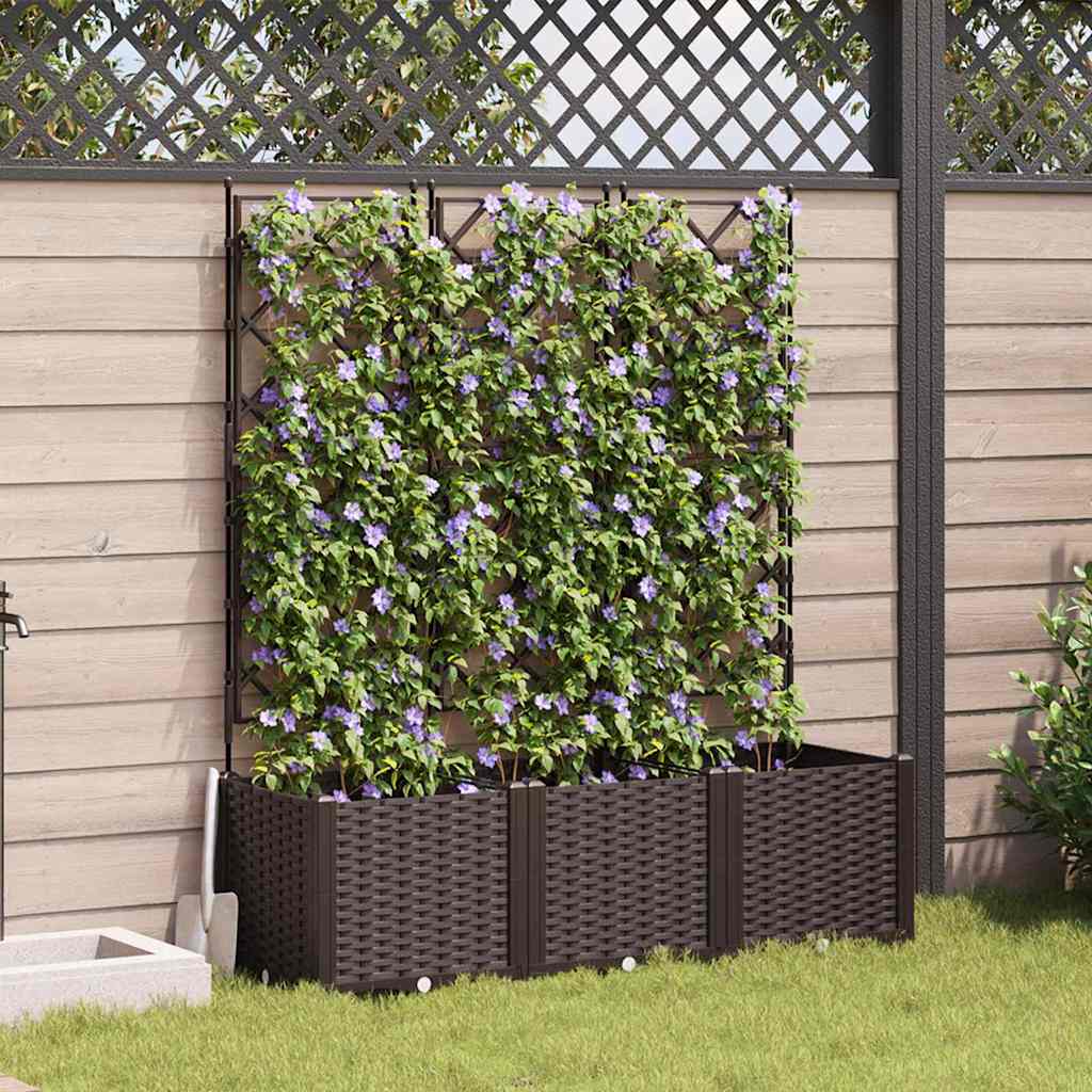 Sodo vazonas 3 vnt. Ruda 120 x 40 x 143 cm PP Sodo vazonas 3 vnt. Ruda 120 x 40 x 143 cm PP - Image 2