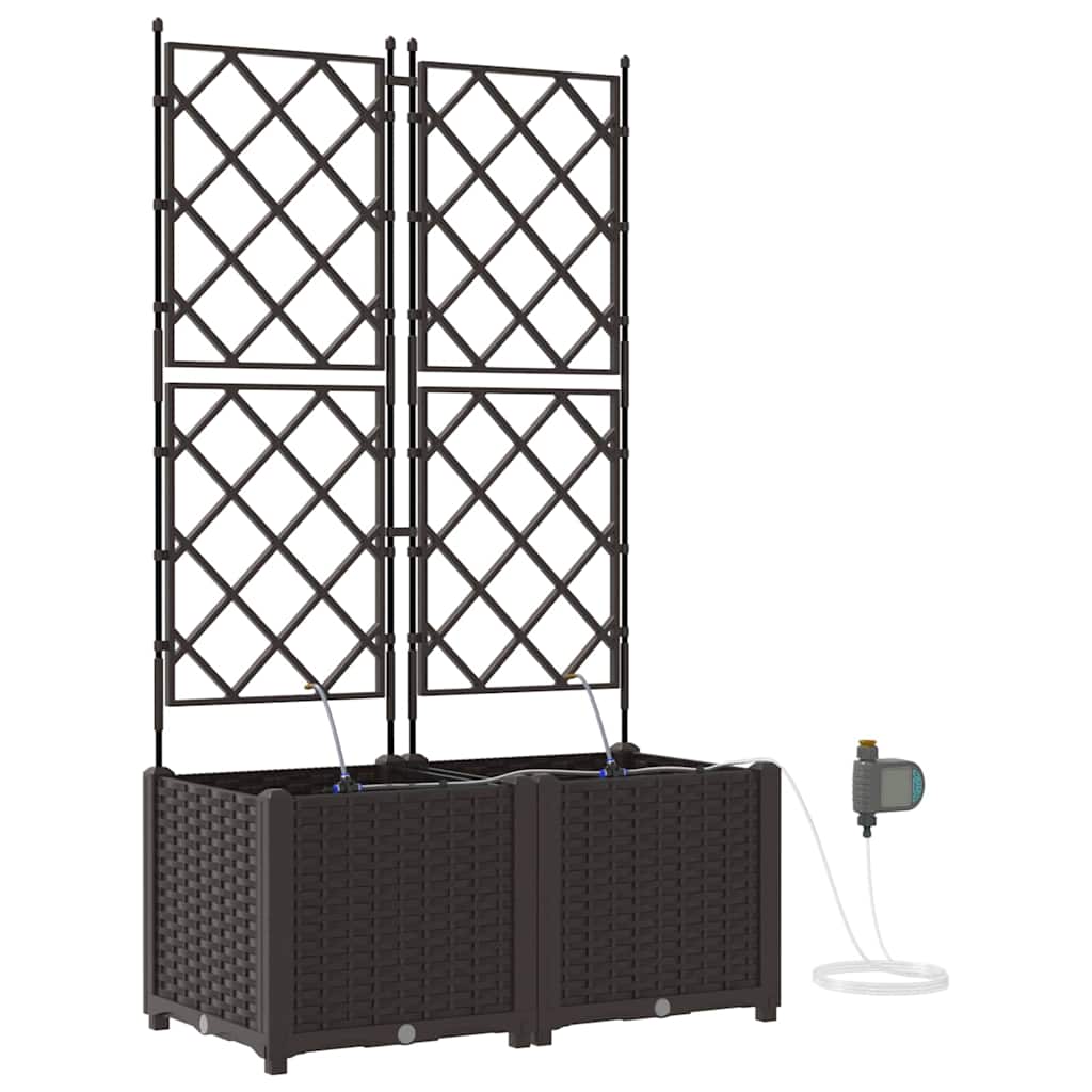 Sodo vazonas 2 vnt. Ruda 80 x 40 x 142 cm PP Sodo vazonas 2 vnt. Ruda 80 x 40 x 142 cm PP - Image 3
