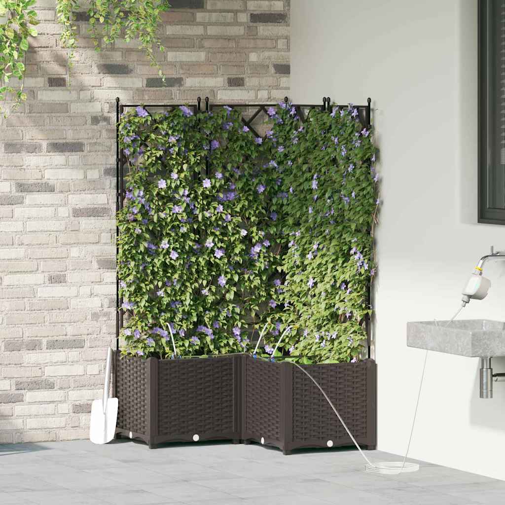 Sodo vazonas 3 vnt. Ruda 80 x 80 x 142 cm PP Sodo vazonas 3 vnt. Ruda 80 x 80 x 142 cm PP - Image 4
