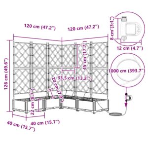 Sodo vazonas 5 vnt. Ruda 120 x 120 x 126 cm PP