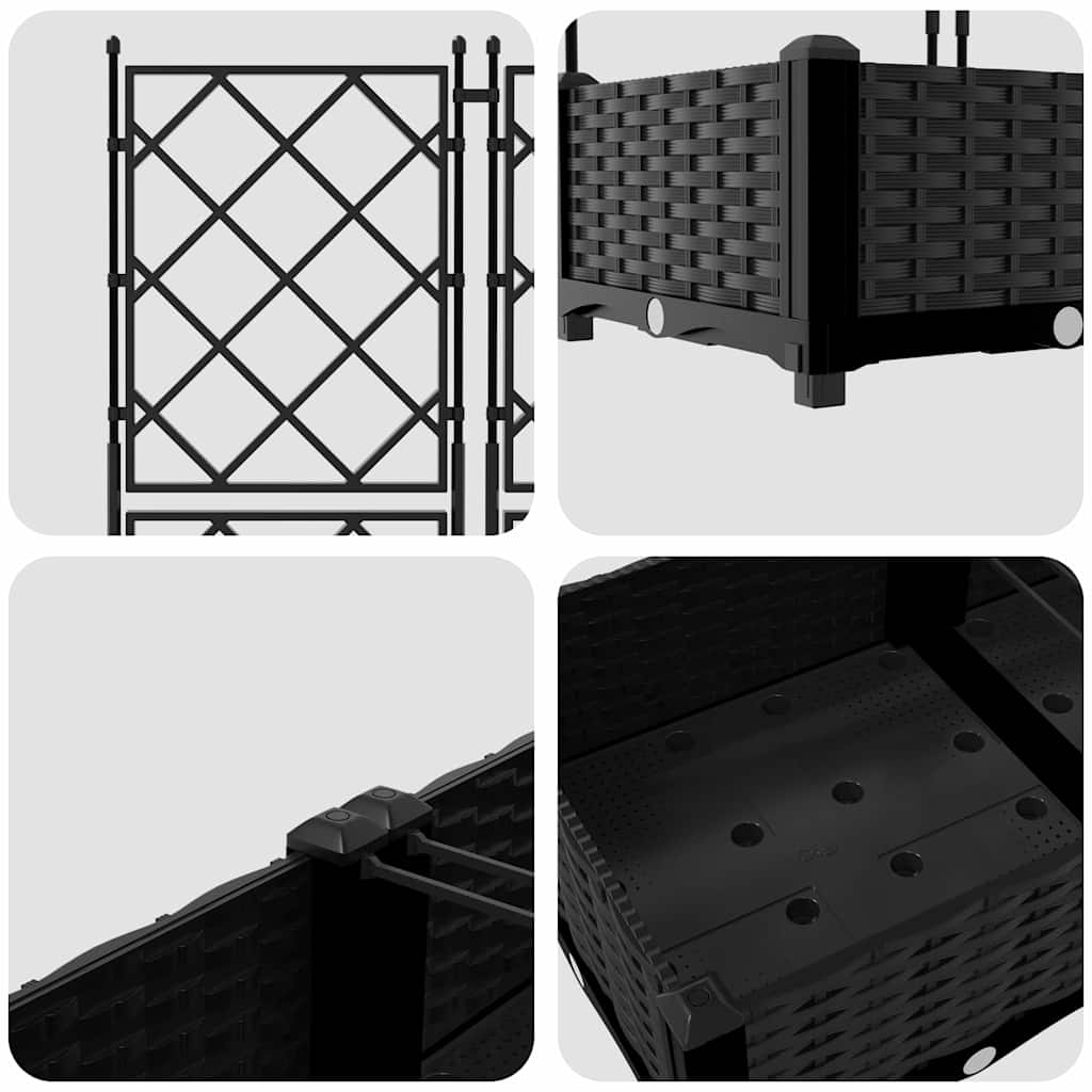 Sodo vazonas 2 vnt. Juoda 80 x 40 x 125,5 cm PP Sodo vazonas 2 vnt. Juoda 80 x 40 x 125,5 cm PP - Image 9