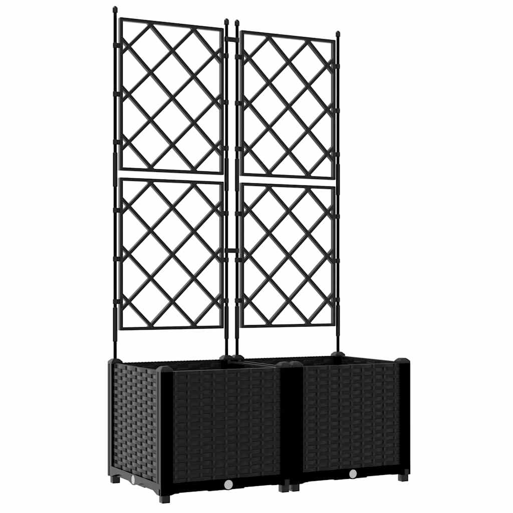 Sodo vazonas 2 vnt. Juoda 80 x 40 x 143 cm PP Sodo vazonas 2 vnt. Juoda 80 x 40 x 143 cm PP - Image 3