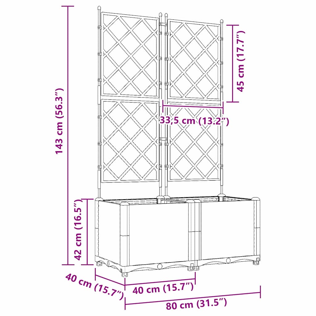 Sodo vazonas 2 vnt. Juoda 80 x 40 x 143 cm PP Sodo vazonas 2 vnt. Juoda 80 x 40 x 143 cm PP