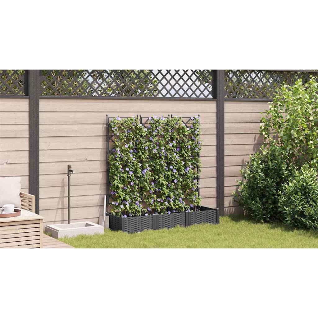 Sodo vazonas 3 vnt. Juoda 120 x 40 x 125,5 cm PP Sodo vazonas 3 vnt. Juoda 120 x 40 x 125,5 cm PP - Image 5