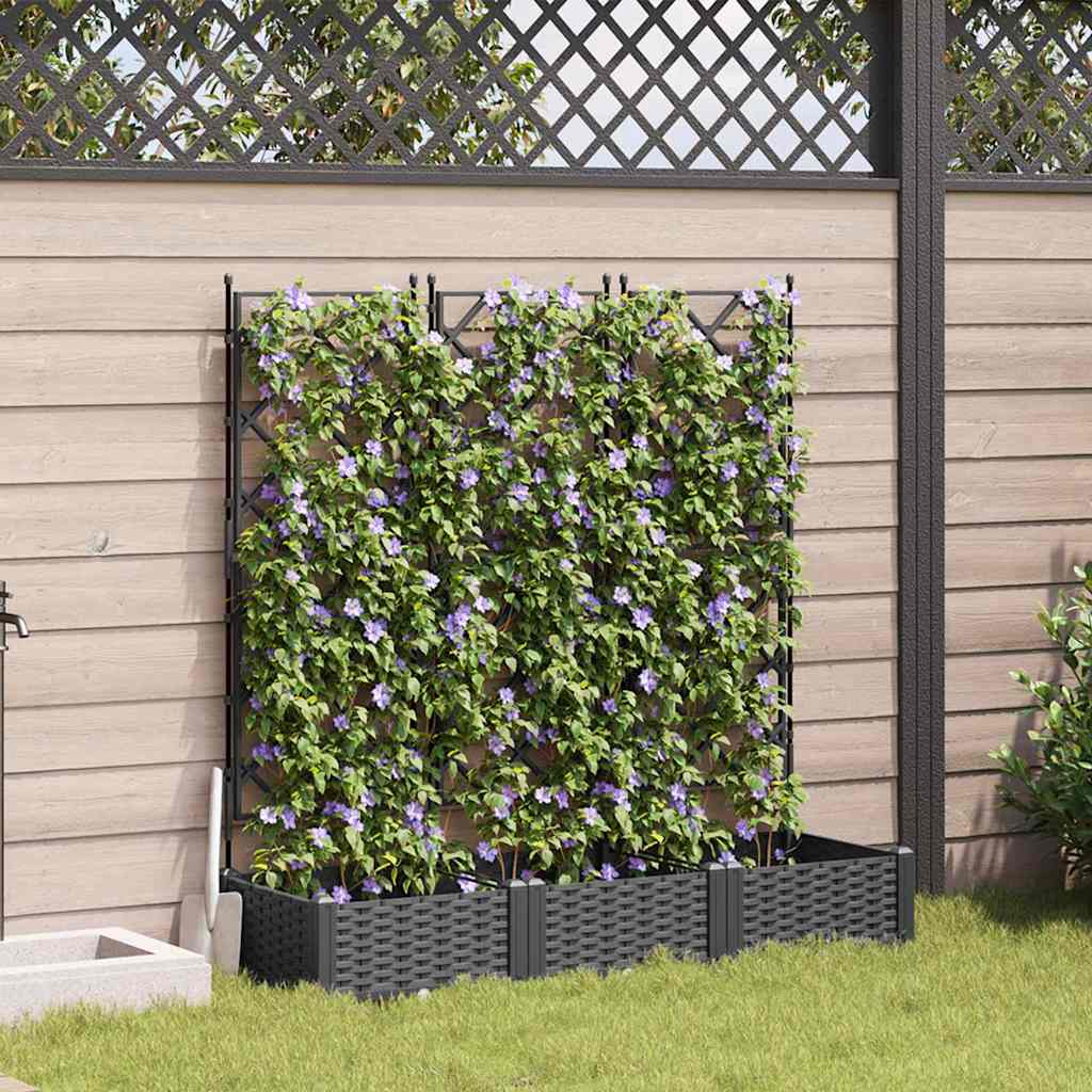 Sodo vazonas 3 vnt. Juoda 120 x 40 x 125,5 cm PP Sodo vazonas 3 vnt. Juoda 120 x 40 x 125,5 cm PP - Image 2