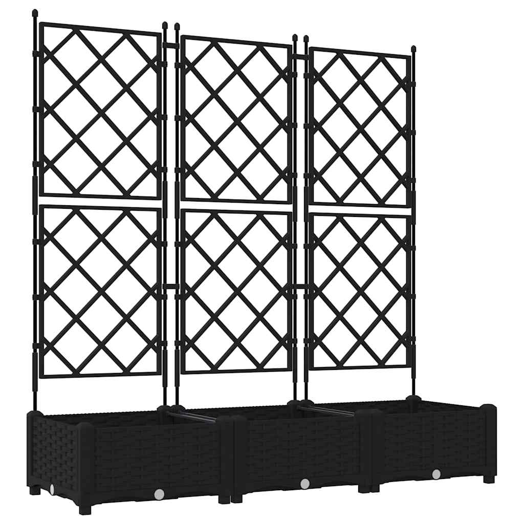 Sodo vazonas 3 vnt. Juoda 120 x 40 x 125,5 cm PP Sodo vazonas 3 vnt. Juoda 120 x 40 x 125,5 cm PP - Image 3