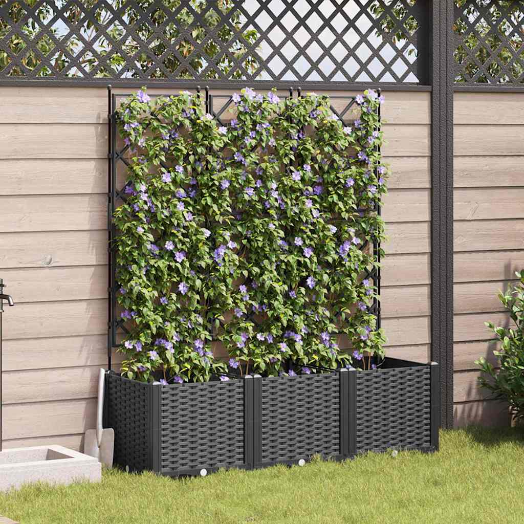 Sodo vazonas 3 vnt. Juoda 120 x 40 x 143 cm PP Sodo vazonas 3 vnt. Juoda 120 x 40 x 143 cm PP - Image 2