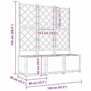Sodo vazonas 3 vnt. Juoda 120 x 40 x 143 cm PP