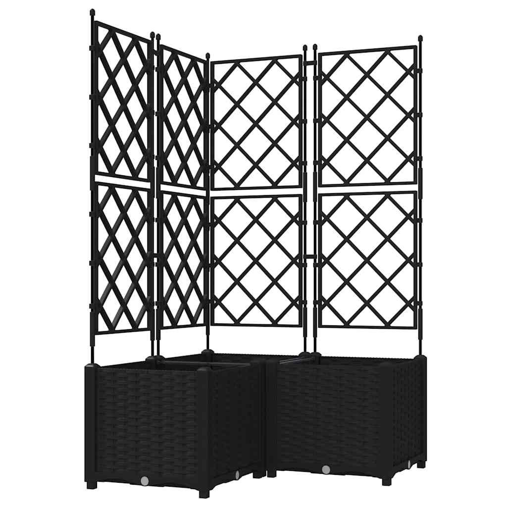 Sodo vazonas 3 vnt. Juoda 80 x 80 x 143 cm PP Sodo vazonas 3 vnt. Juoda 80 x 80 x 143 cm PP - Image 3