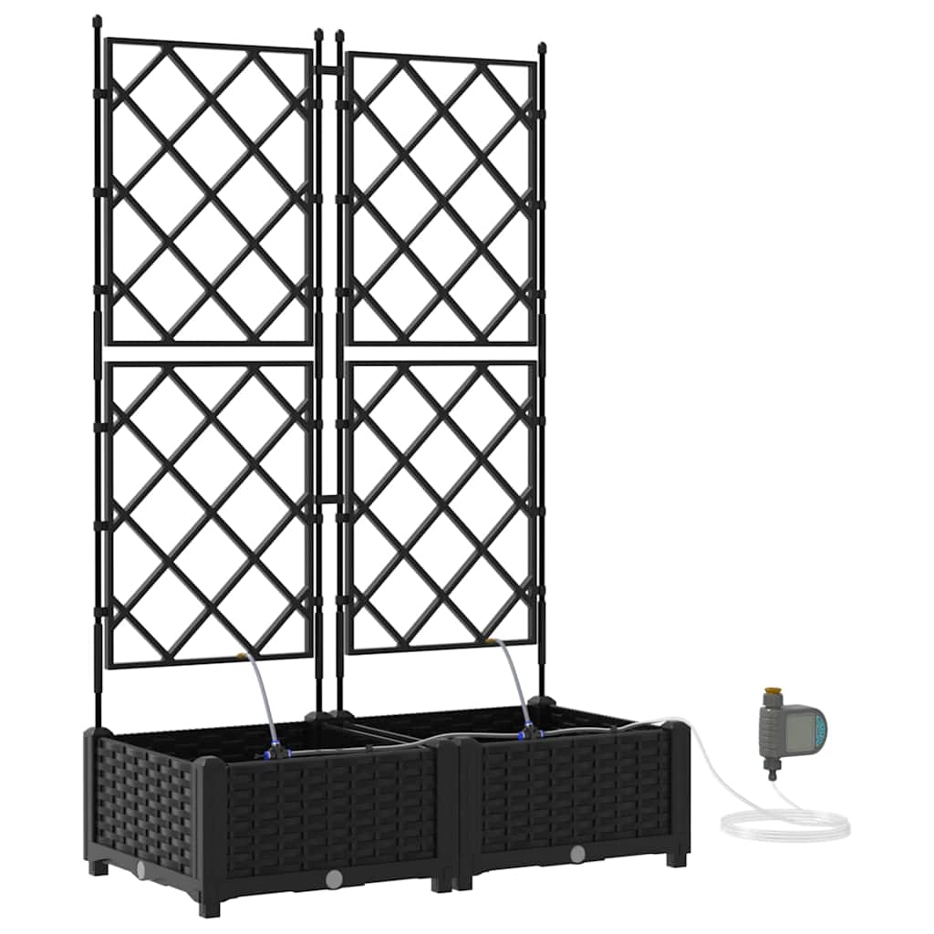 Sodo vazonas 2 vnt. Juoda 80 x 40 x 126 cm PP Sodo vazonas 2 vnt. Juoda 80 x 40 x 126 cm PP - Image 3