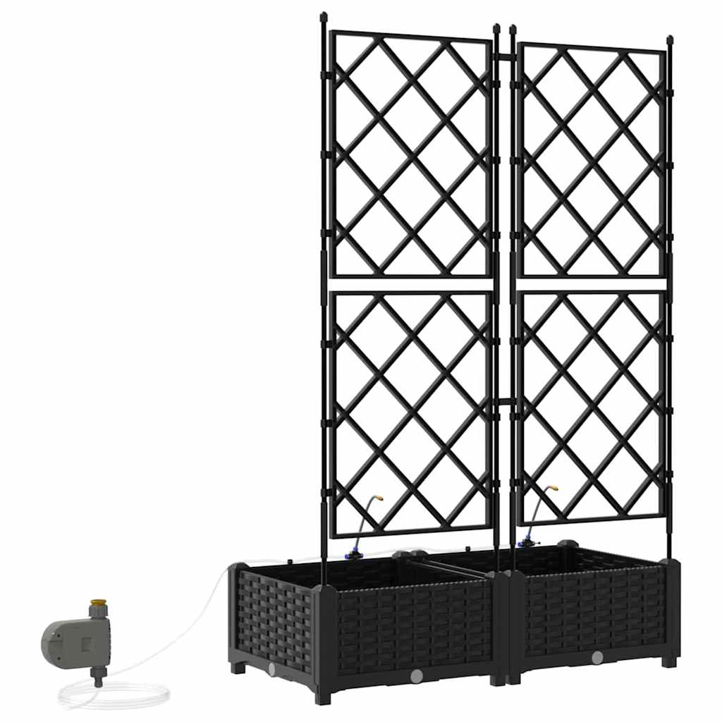 Sodo vazonas 2 vnt. Juoda 80 x 40 x 126 cm PP Sodo vazonas 2 vnt. Juoda 80 x 40 x 126 cm PP - Image 9