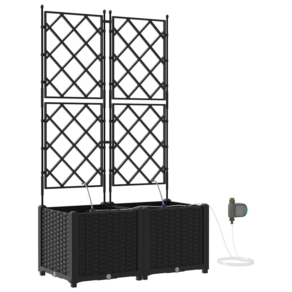 Sodo vazonas 2 vnt. Juoda 80 x 40 x 142 cm PP Sodo vazonas 2 vnt. Juoda 80 x 40 x 142 cm PP - Image 3
