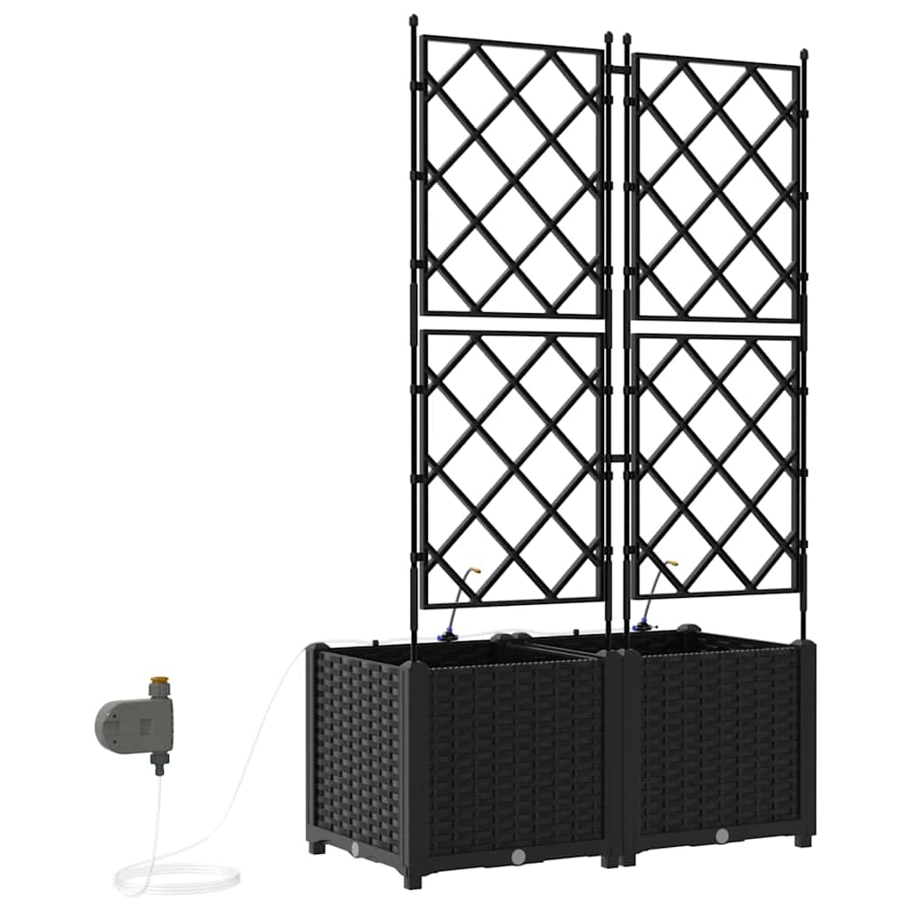 Sodo vazonas 2 vnt. Juoda 80 x 40 x 142 cm PP Sodo vazonas 2 vnt. Juoda 80 x 40 x 142 cm PP - Image 9