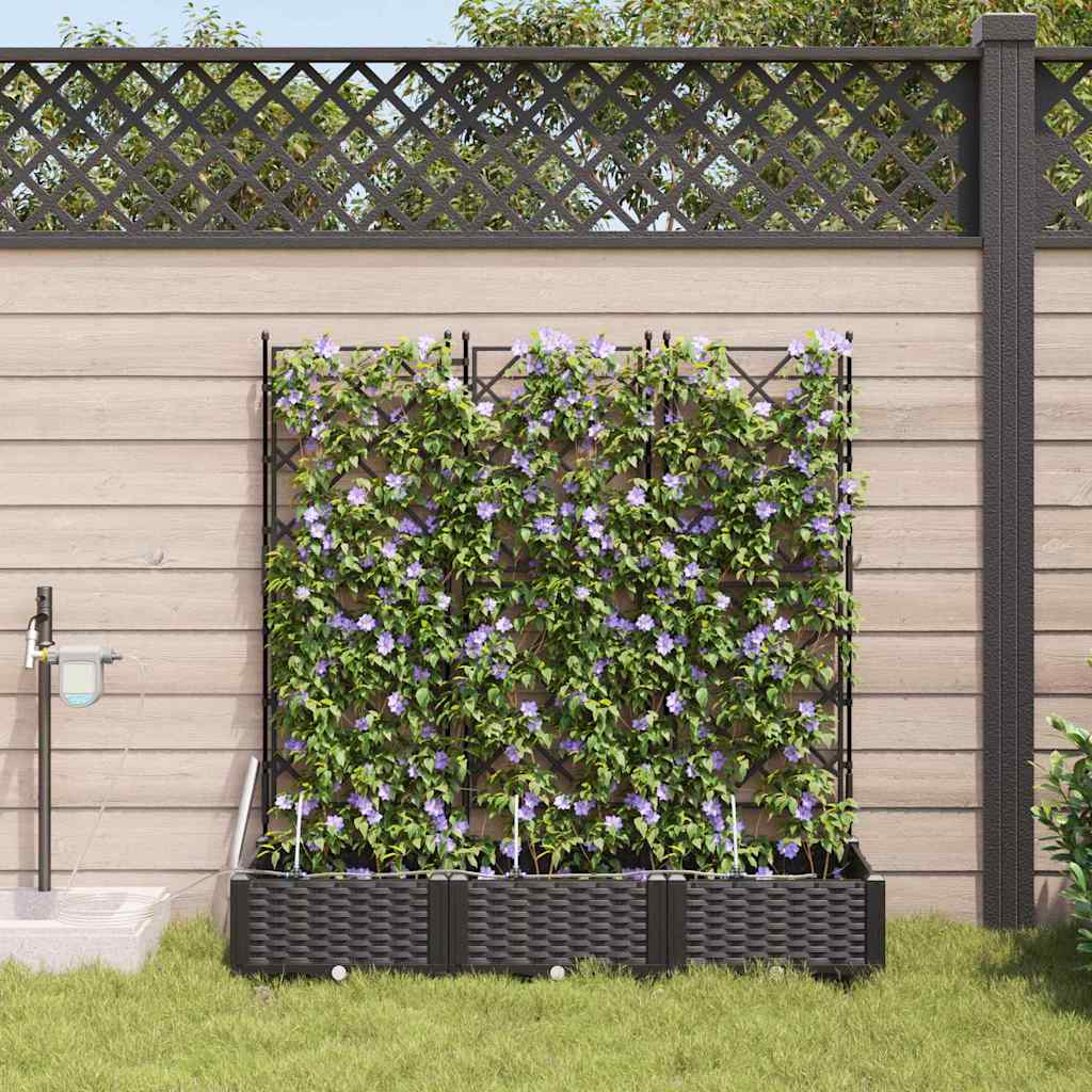 Sodo vazonas 3 vnt. Juoda 120 x 40 x 126 cm PP Sodo vazonas 3 vnt. Juoda 120 x 40 x 126 cm PP - Image 2