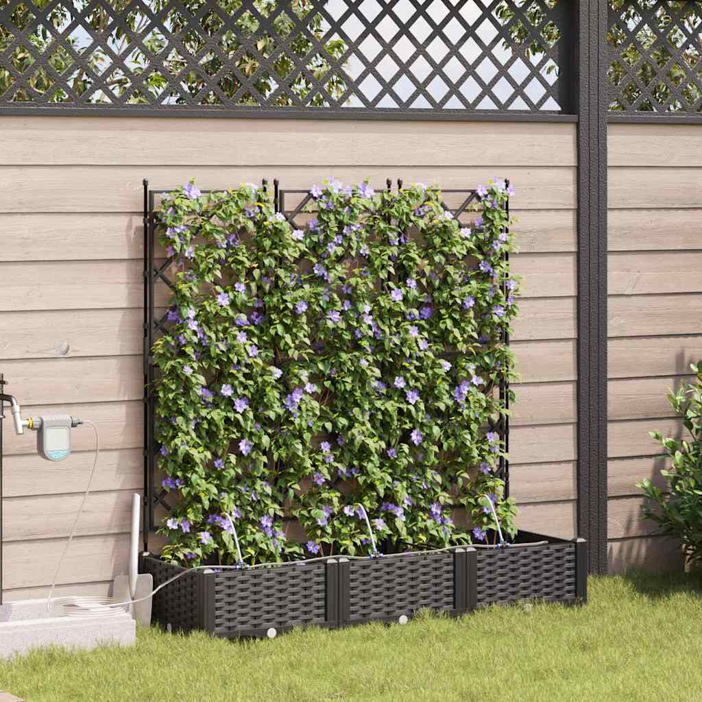 Sodo vazonas 3 vnt. Juoda 120 x 40 x 126 cm PP Sodo vazonas 3 vnt. Juoda 120 x 40 x 126 cm PP - Image 4