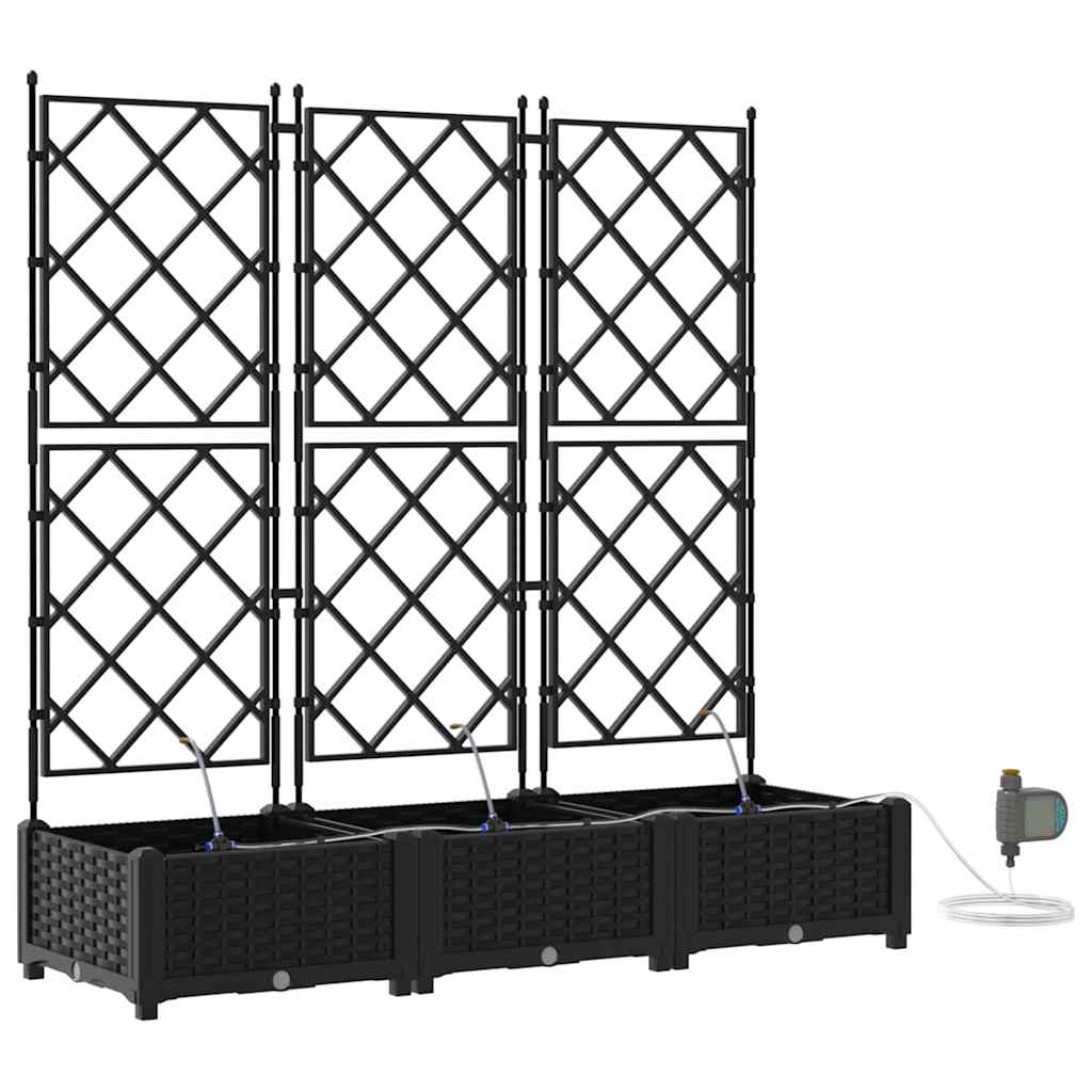 Sodo vazonas 3 vnt. Juoda 120 x 40 x 126 cm PP Sodo vazonas 3 vnt. Juoda 120 x 40 x 126 cm PP - Image 3