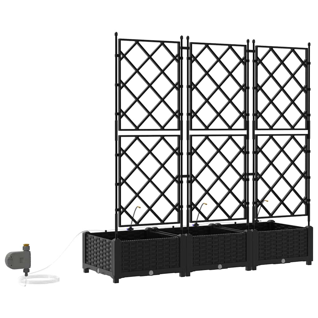 Sodo vazonas 3 vnt. Juoda 120 x 40 x 126 cm PP Sodo vazonas 3 vnt. Juoda 120 x 40 x 126 cm PP - Image 9