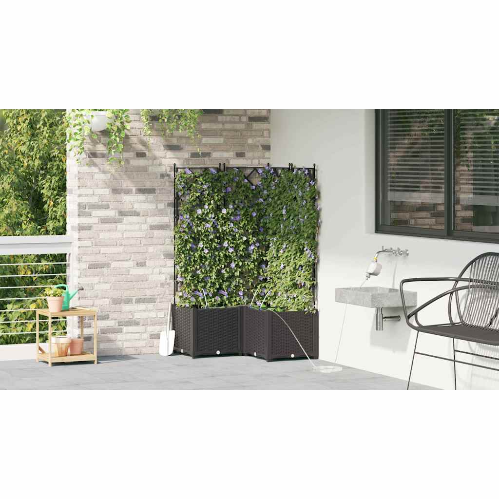 Sodo vazonas 3 vnt. Juoda 80 x 80 x 142 cm PP Sodo vazonas 3 vnt. Juoda 80 x 80 x 142 cm PP - Image 5