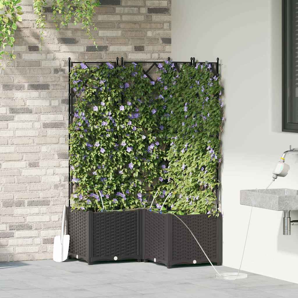 Sodo vazonas 3 vnt. Juoda 80 x 80 x 142 cm PP Sodo vazonas 3 vnt. Juoda 80 x 80 x 142 cm PP - Image 2