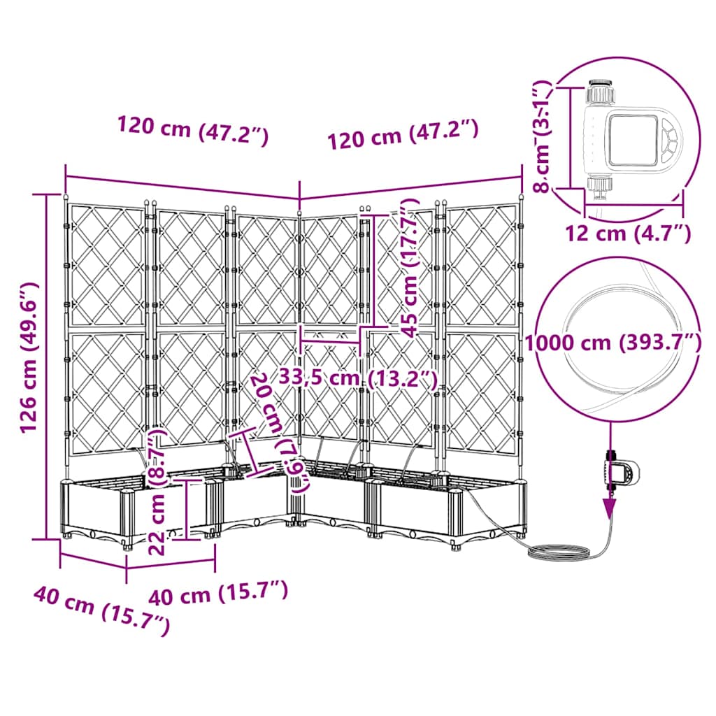Sodo vazonas 5 vnt. Juoda 120 x 120 x 126 cm PP Sodo vazonas 5 vnt. Juoda 120 x 120 x 126 cm PP