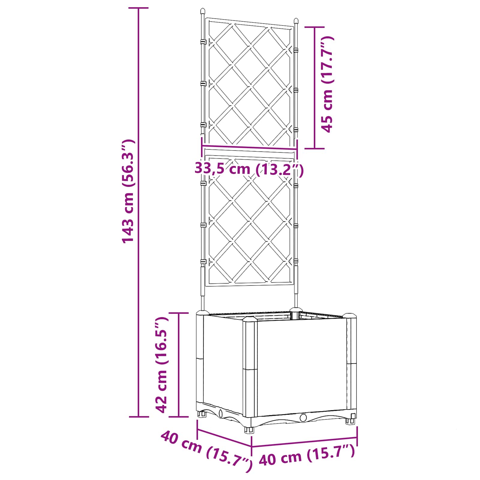 Sodo vazonas Pilka 40 x 40 x 143 cm PP Sodo vazonas Pilka 40 x 40 x 143 cm PP