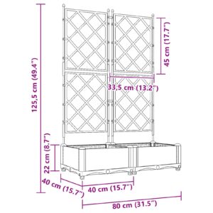 Sodo vazonas 2 vnt. Pilka 80 x 40 x 125,5 cm PP