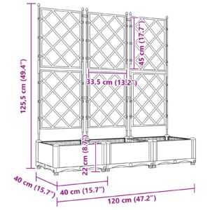 Sodo vazonas 3 vnt. Pilka 120 x 40 x 125,5 cm PP