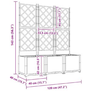 Sodo vazonas 3 vnt. Pilka 120 x 40 x 143 cm PP