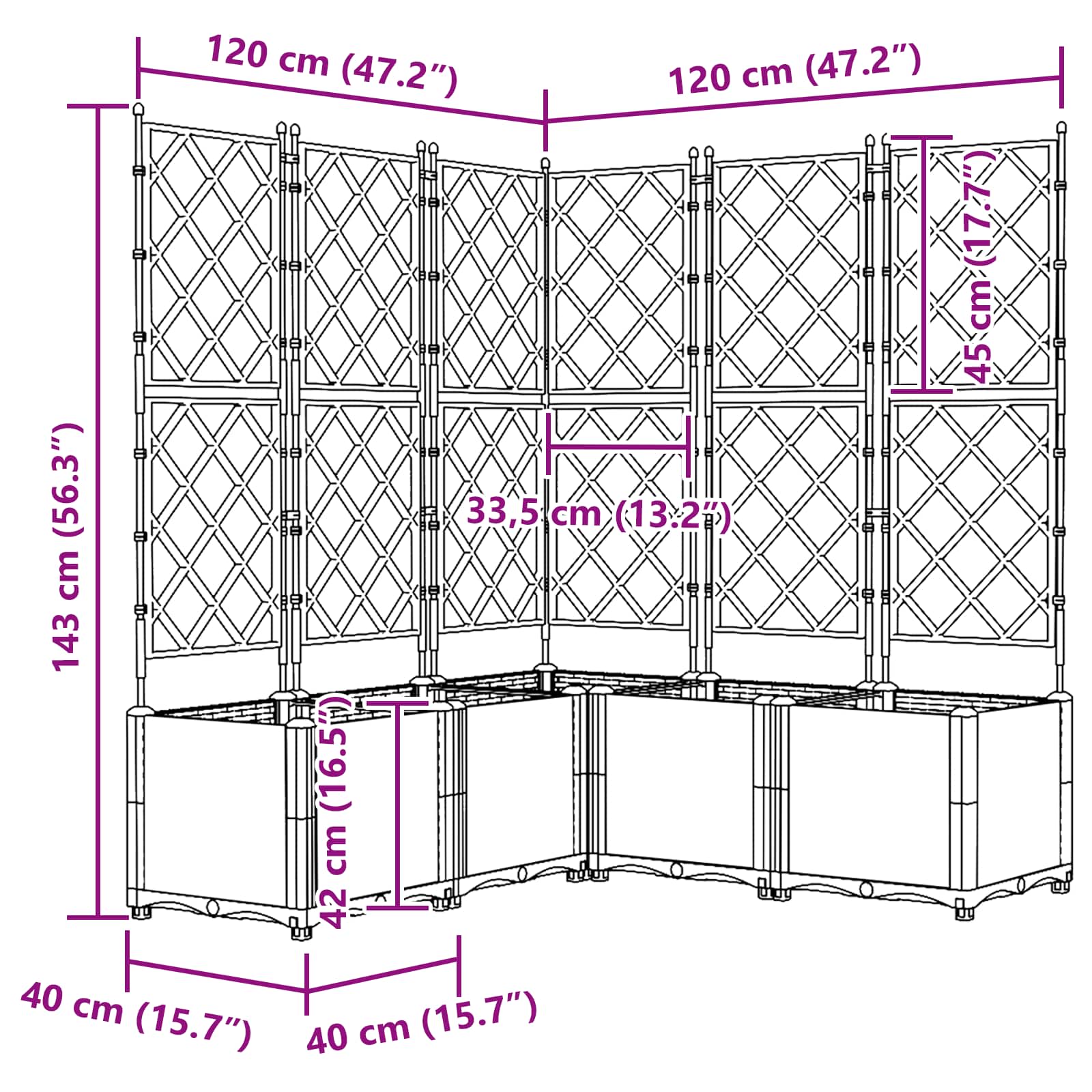 Sodo vazonas 5 vnt. Pilka 120 x 120 x 143 cm PP Sodo vazonas 5 vnt. Pilka 120 x 120 x 143 cm PP