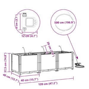 Sodo vazonas 3 vnt. Pilka 120 x 40 x 37,5 cm PP
