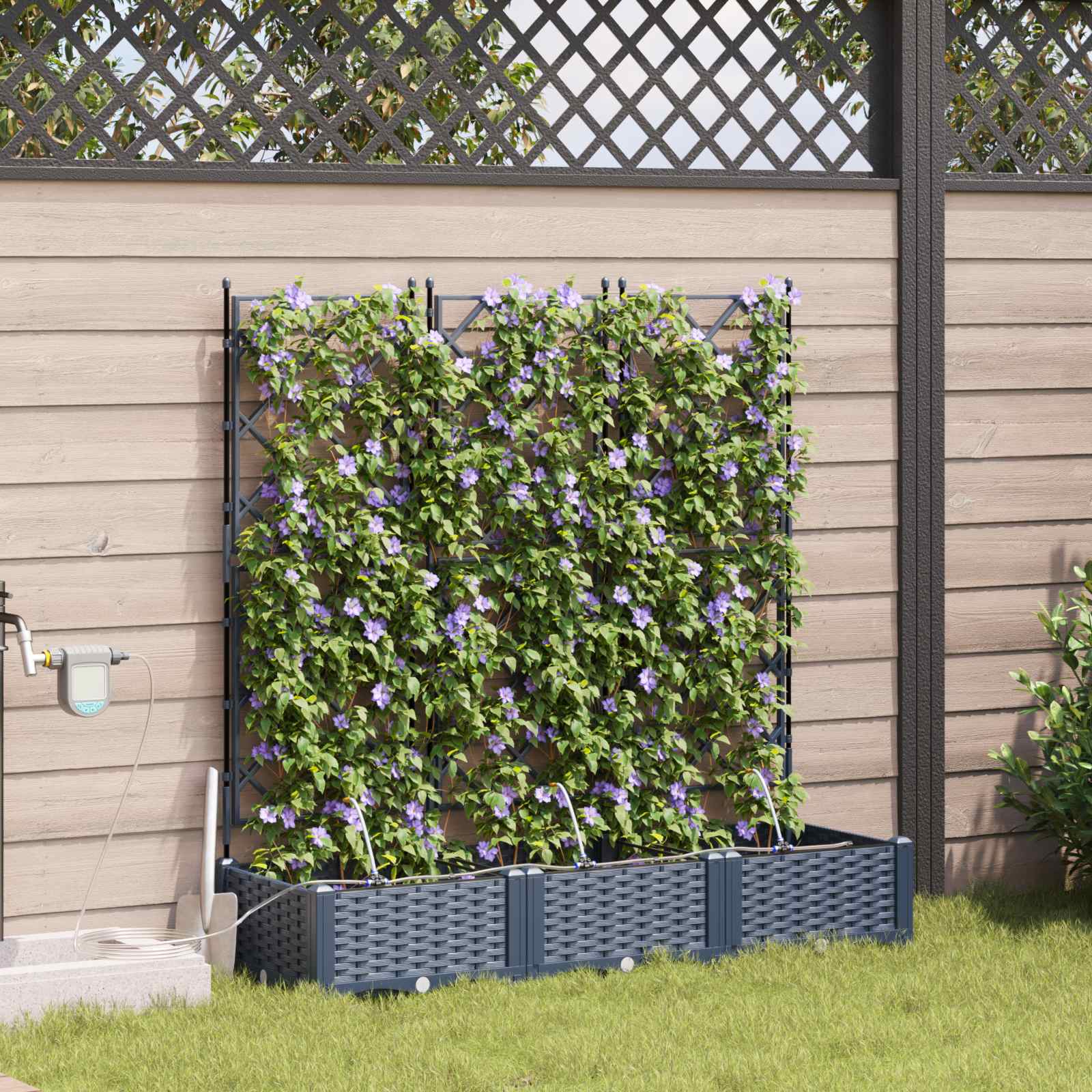Sodo vazonas 3 vnt. Pilka 120 x 40 x 126 cm PP Sodo vazonas 3 vnt. Pilka 120 x 40 x 126 cm PP - Image 4