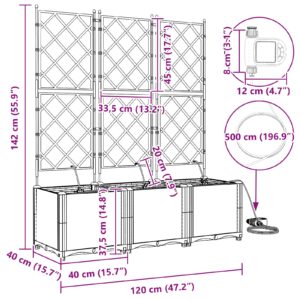 Sodo vazonas 3 vnt. Pilka 120 x 40 x 142 cm PP